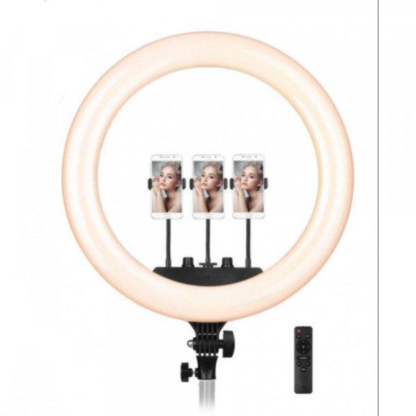 14 inch Selfie Ring Light with 3 Cell Phone Holder, Remote Controller for Live Stream, Makeup, YouTube Video, Photography TikTok, & More Compatible with Universal Phone - No Stand)(Black