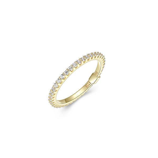 R34LAF8-Y-7 "Stardust" Clear Cubic Zirconia Skinny Eternity Ring - Gold