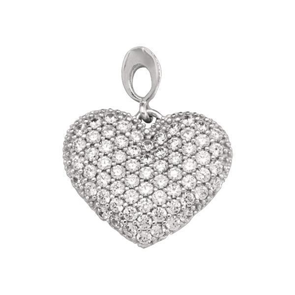 10K White Gold Fashion Pendant - Heart - 10KW