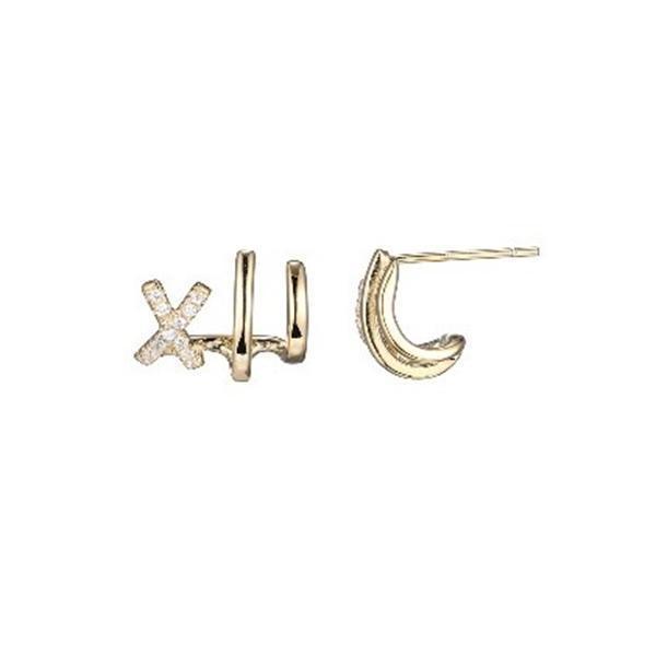 Diamondlite Cubic Zirconia 3-in-1 Illusion Earrings - Gold