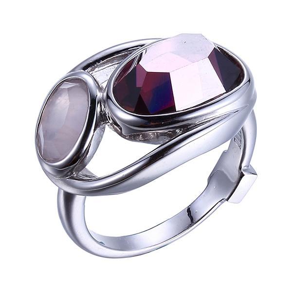 RR4LA4FEC-W-8 Sterling Silver SUGAR MELON Rose and Smoky Quartz Cubic Zirconia Ring Size 8