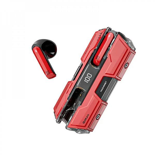 Futuristic Wireless Bluetooth TWS Headphones with Power Display - Universal Compatibility KITC04 for Universal Cell Phone And Bluetooth Device - Red