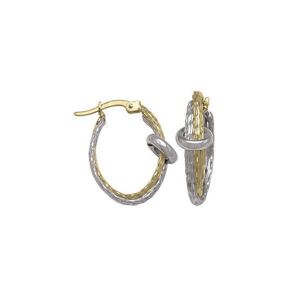10K Two Tone Gold Hoop Earrings - ETECA193 - 2.0 gm - 2T