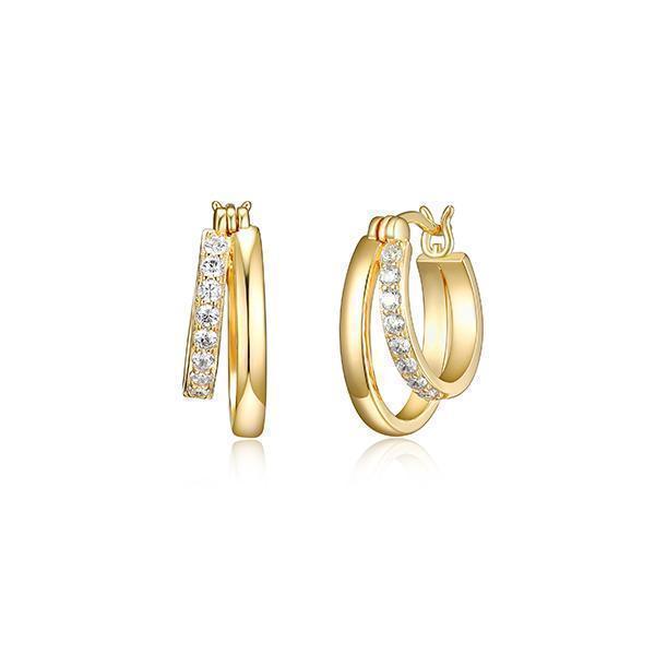 Diamondlite Cubic Zirconia Double Hoop Earrings - Gold