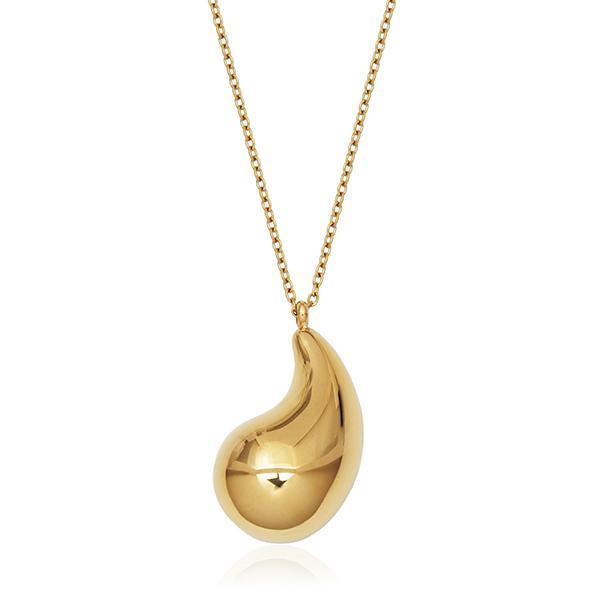 CJ STEELX High Polish Teardrop Pendant Necklace Size 18 - Gold