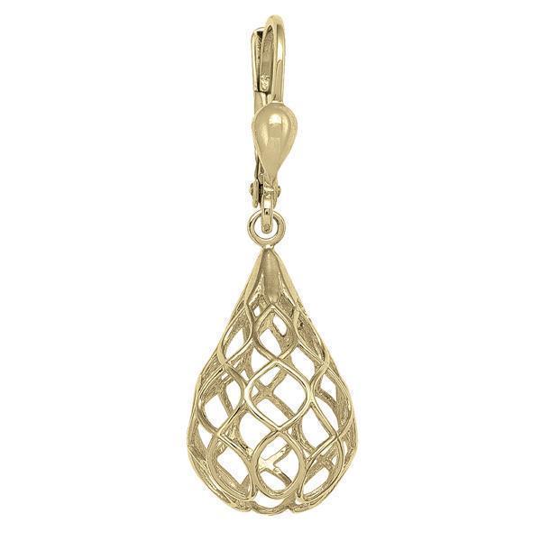 14K Gold Water Drop Shaped Drop Earrings - 14KY