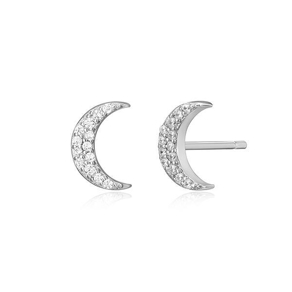 CJ Monte sterling silver lab-created diamond crescent moon stud earrings