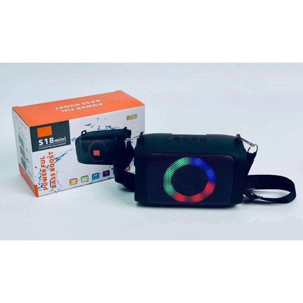 Cube Drum Style RGB LED Ring Light Portable Wireless Bluetooth Speaker with Carrying Strap KIS18mini for Universal Cell Phone And Bluetooth Device - Blue