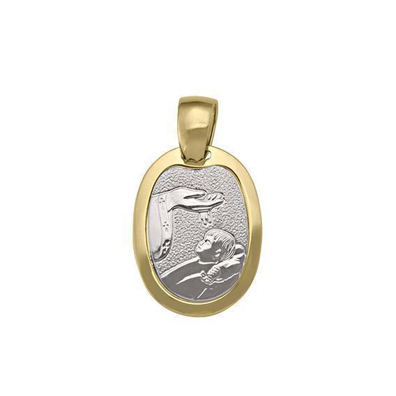 18K Two Tone Baptism Pendant - 2.0 gm - 2T