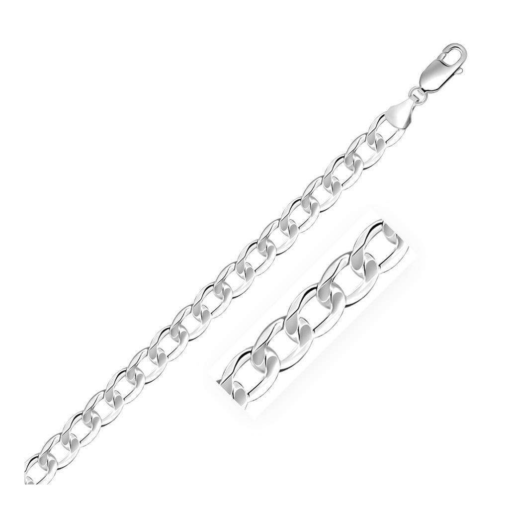 Rhodium Plated Sterling Silver Curb Style Chain (7.20 mm) -20"