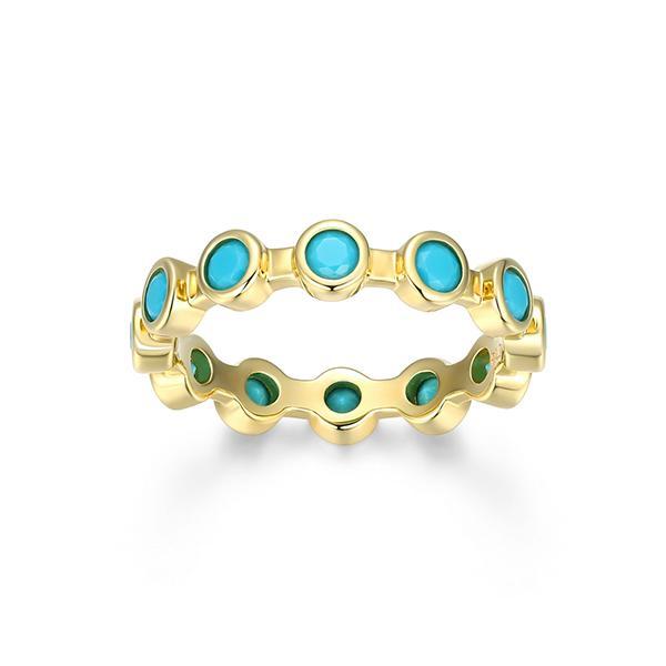 R34ASAVGK-Y-8 Sterling Silver Round Turquoise Nano Eternity Band Size 8