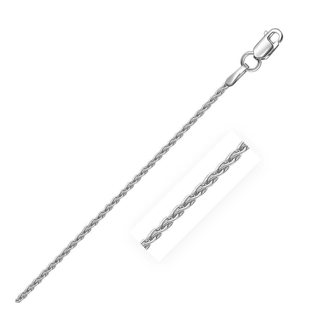 Sterling Silver Rhodium Plated Wheat Chain (1.30 mm) - 16"