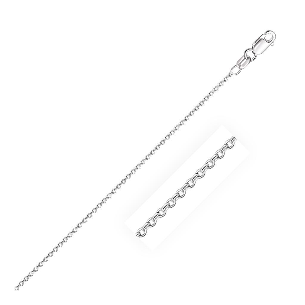 18k White Gold Round Cable Chain (1.50 mm) - 16"