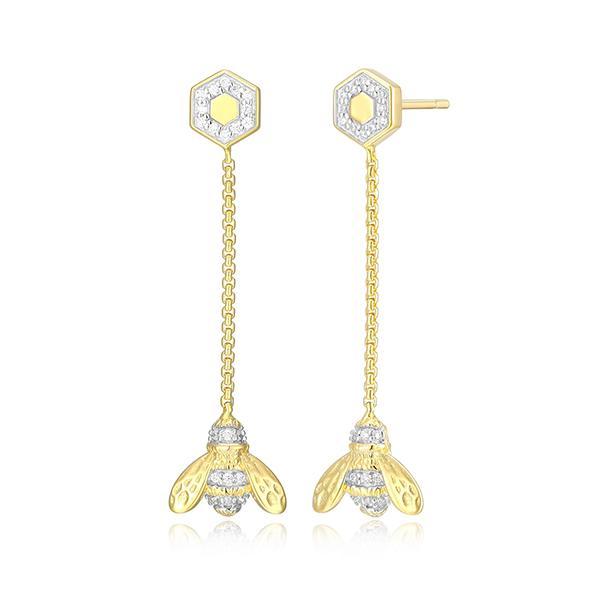 CJ Monte sterling silver lab-created diamond honeybee drop earrings