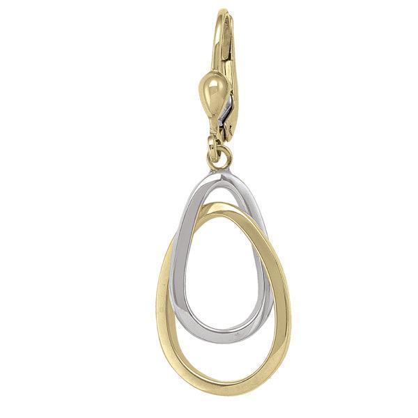 14K Gold and Silver Oval Ring Shaped Drop Earrings - 14K2T