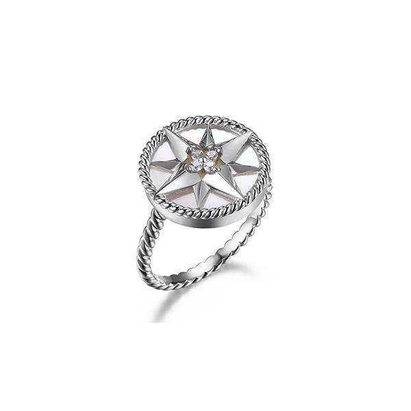 RCGR4Q01Y-W-6 Sterling Silver "STELLA" Star Ring - Silver