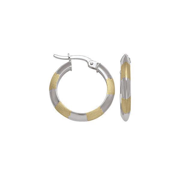 10K Two Tone Gold Hoop Earrings - ETECA189 - 1.6 gm - 2T