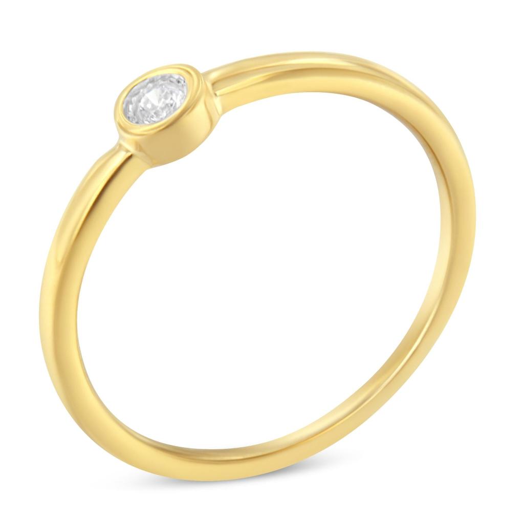 14K Yellow Gold Plated .925 Sterling Silver Miracle Set Diamond Ring (1/20 Cttw, J-K Color, I1-I2 Clarity) Ring Size-7.0