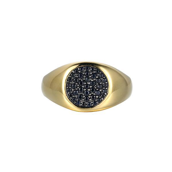 Sterling silver CJ Ethos BLACK ICE 2 tone sapphire dome ring - size 10