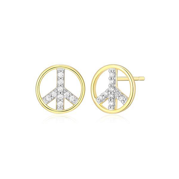 CJ Monte sterling silver lab-created diamond peace sign stud earrings