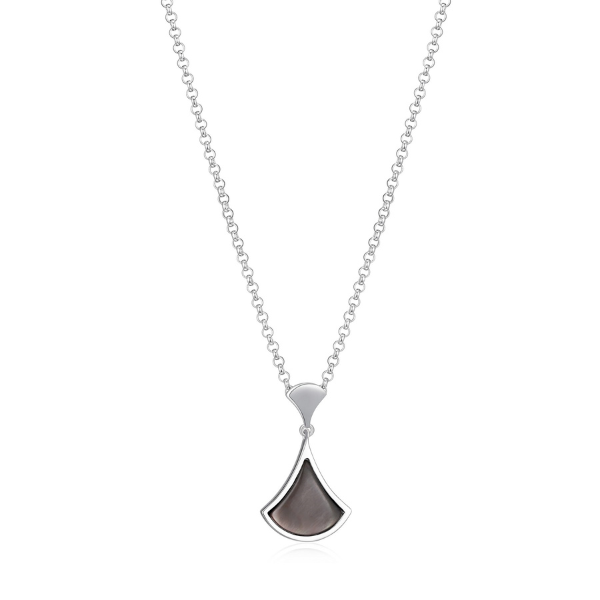 NR0LBLRA-W Lock and Key Blue Gold Stone Round Necklace