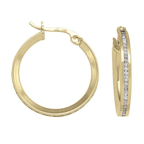 10K Gold Cubic Zirconia Hoop Earrings - 10KY