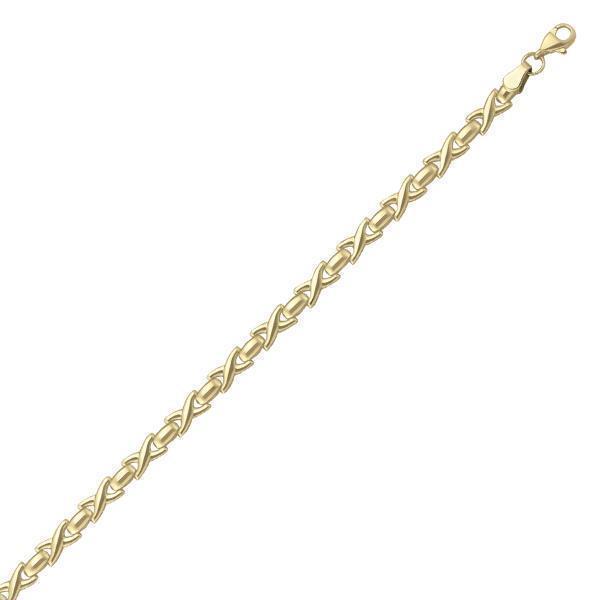 10K Gold Cross and Oval Shaped Link Bracelet - 10KY