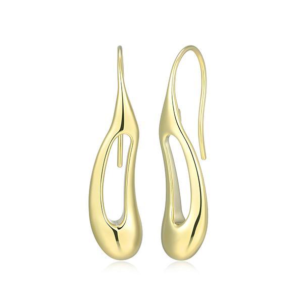 E32LCUVA0-Y Sterling Silver OASIS Puffy Open Drop Fish Hook Earrings