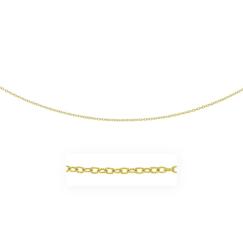 14k Yellow Gold Pendant Chain with Textured Links (2.50 mm) - 16"