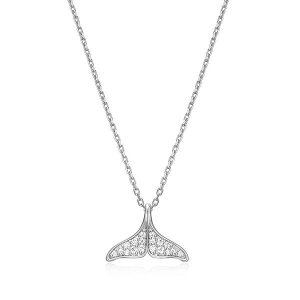 CJ Monte sterling silver lab-created diamond whale tail necklace