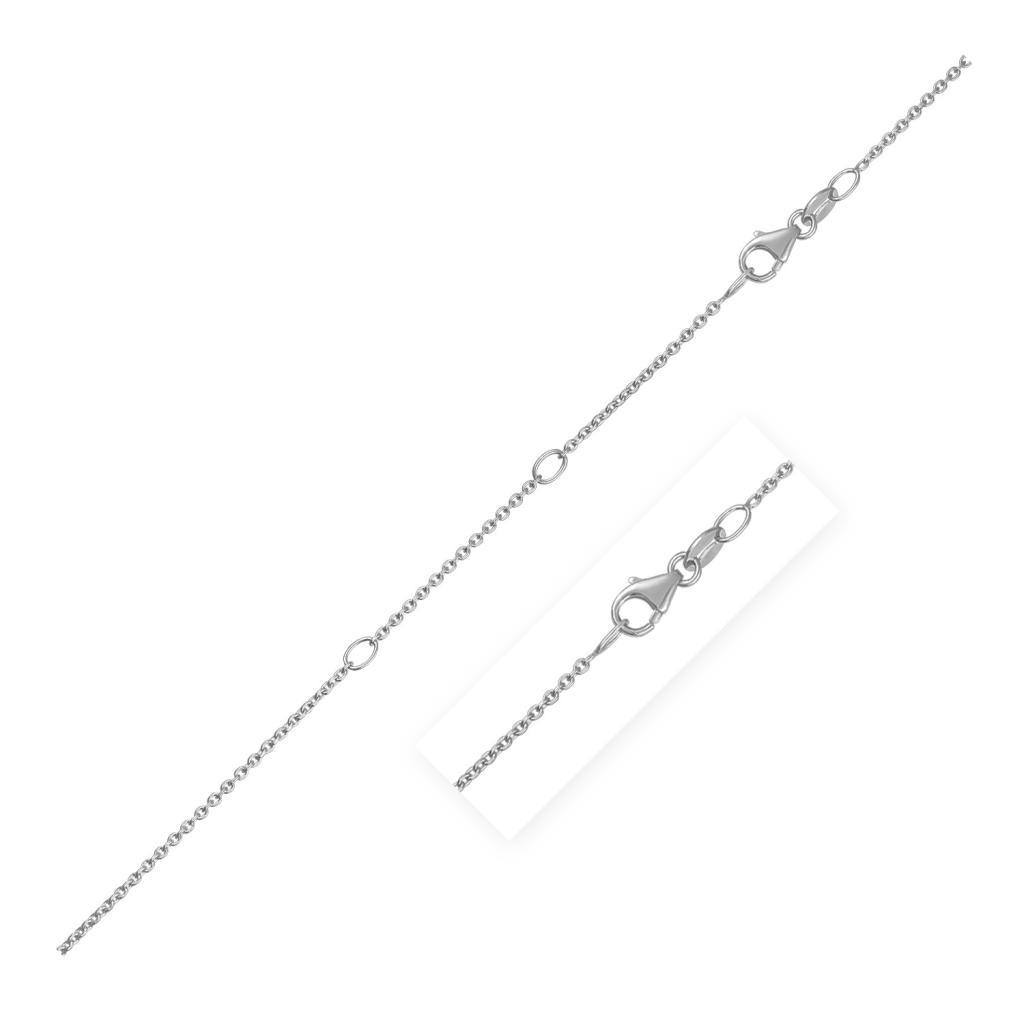 Double Extendable Diamond Cut Cable Chain in White Gold (1.10 mm) -18"