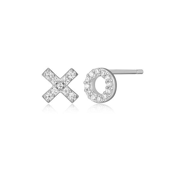 CJ Monte sterling silver lab-created diamond XO hugs & kiss sterling silver es stud earrings
