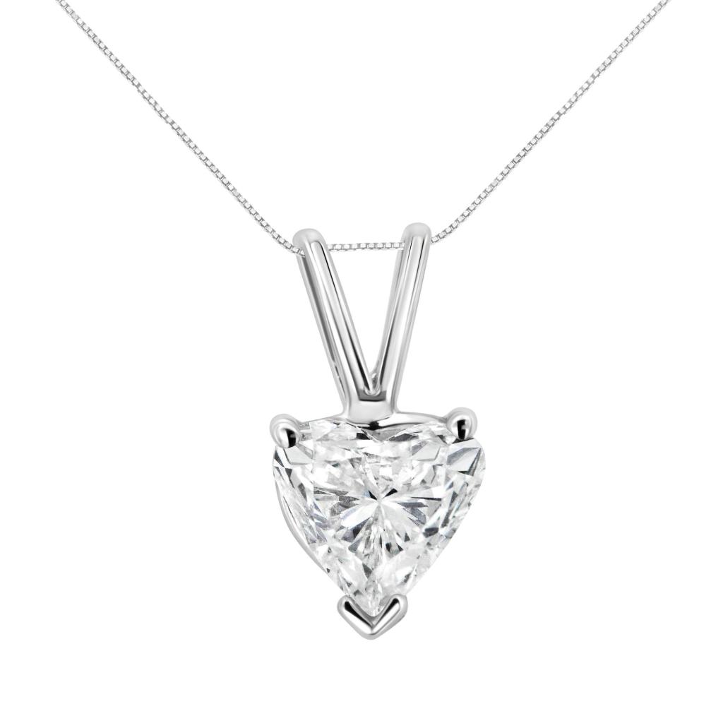 10K White Gold Diamond 3 Stone Trio Heart Stud Earring (I-J Color, I1-I2 Clarity)