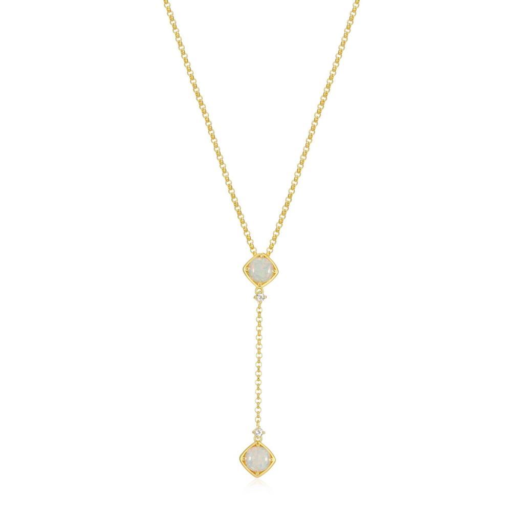 N30LBZL-Y Sway Created Opal and White Topaz Necklace