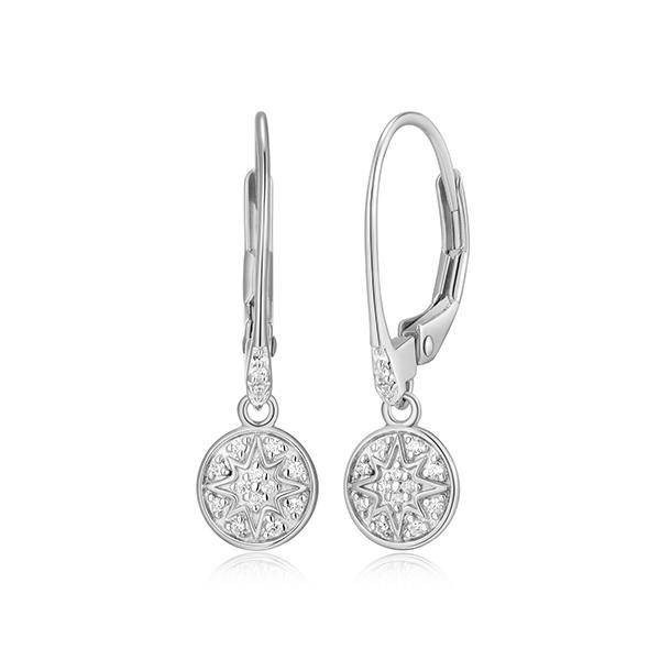 CJ Monte sterling silver lab-created diamond disk leverback earrings