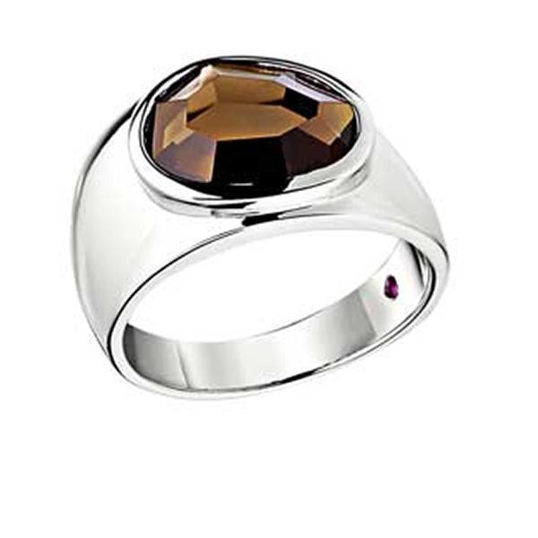 RR4L835CB-W-7 Sterling Silver Smoky Quartz Ring Size 7