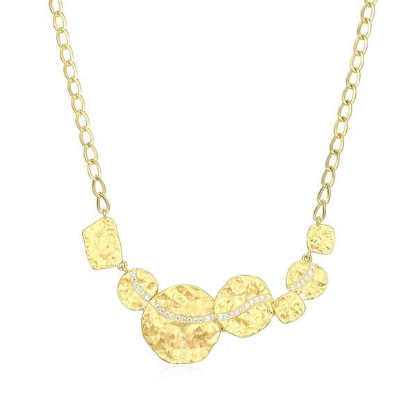 N30LBZT00-Y-17 Sterling Silver GALAXY Matte Finish 3 Disc with Cubic Zirconia Necklace Size 17