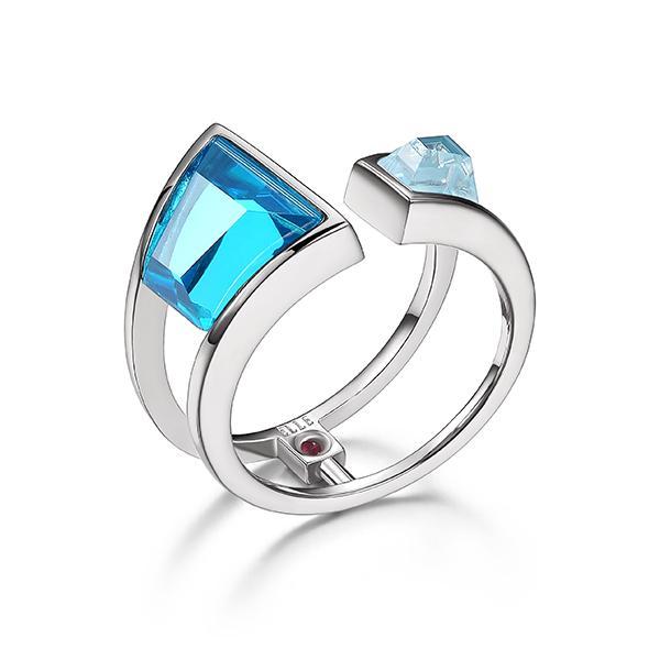 RR4LA4J25-W-6 Sterling Silver PARADOX Blue Tanzanite Cubic Zirconia Open Ring Size 6