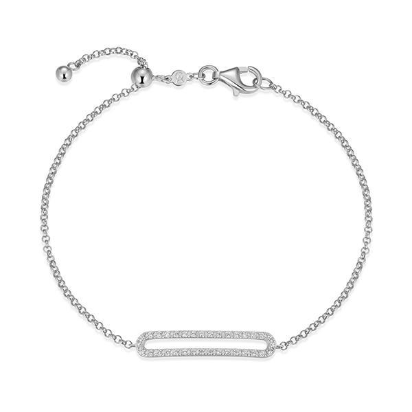 CJ Monte sterling silver lab-created diamond paperclip adjustable bracelet