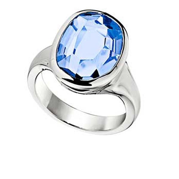RR4L837BV-W-7 Sterling Silver Simulated Blue Quartz Ring Size 7