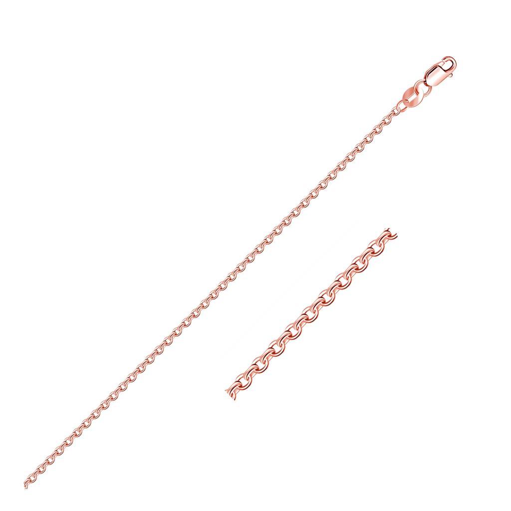 14k Rose Gold Diamond Cut Cable Link Chain (1.30 mm) - 16"