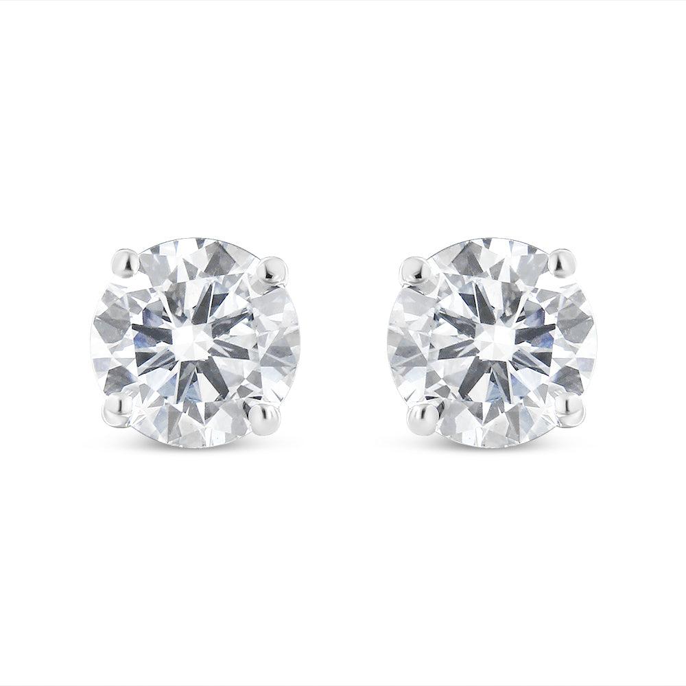 .925 Sterling Silver 1-1/2 Cttw Round Brilliant-Cut Black Diamond Bezel-Set Stud Earrings with Screw Backs (Fancy Color-Enhanced, I2-I3 Clarity)