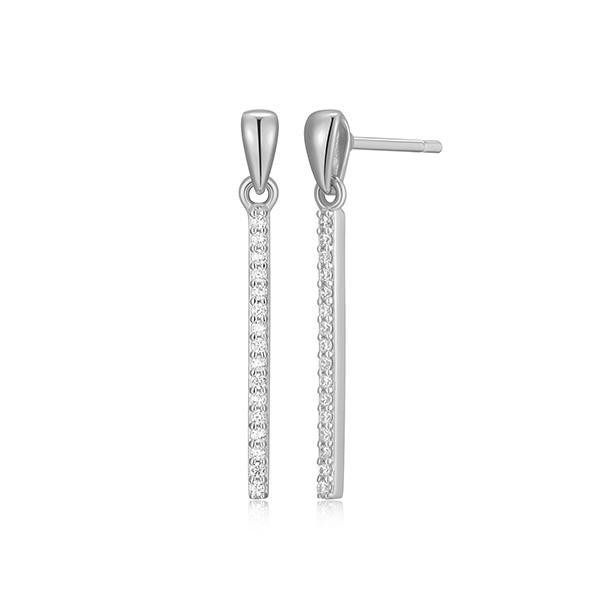 CJ Monte sterling silver lab-created diamond long bar drop earrings