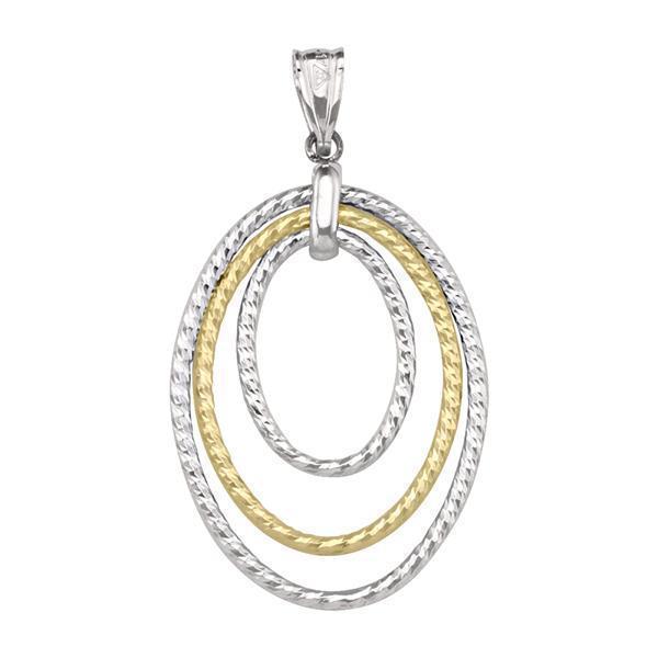 10K Gold and Silver Three Ovals Pendant - 10K2T
