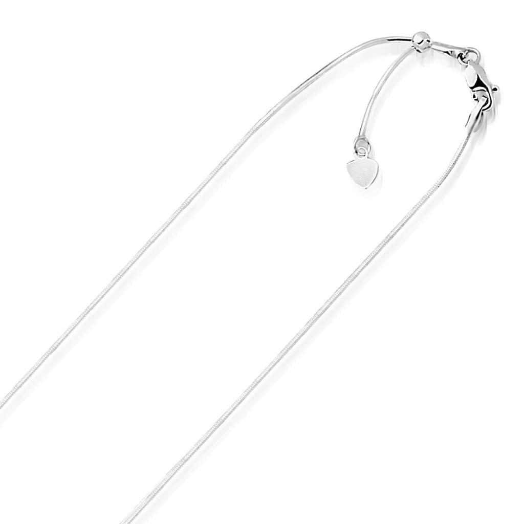 14k White Gold Adjustable Snake Chain (0.80 mm) -22"