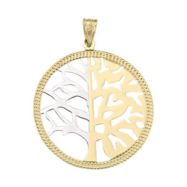 10K Gold and Silver Round Shaped Pendant - 10K2T