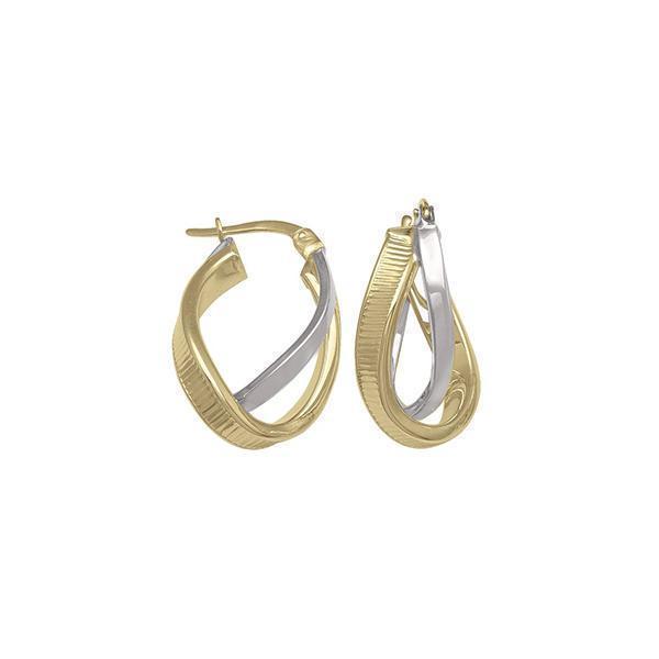 14K Two Tone Gold Hoop Earrings - 2T