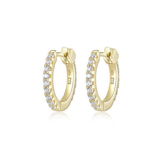 E32LCMC-Y "Stardust" 15mm Hoop Earrings with Clear Cubic Zirconia
