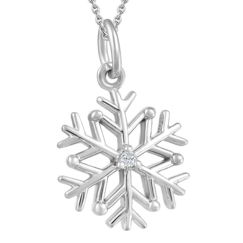 CJ Diamond 10k Gold Snowflakes Pendant - SIlver