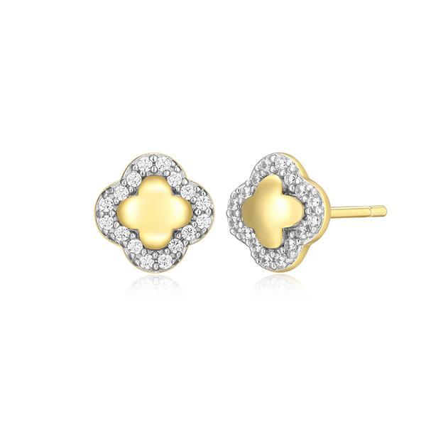 CJ Monte sterling silver lab-created diamond four leaf clover stud earrings
